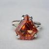 Prong Set Diamond Shape Peach Morganite Quartz 925 Sterling Silver Ring Ring Jewelry