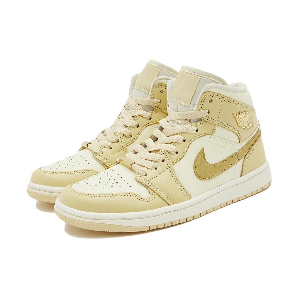 Air Jordan 1 Mid Pale Vanilla Gold Женские кроссовки Кремовый металлик-золото-кокосовое молоко FB9892-200