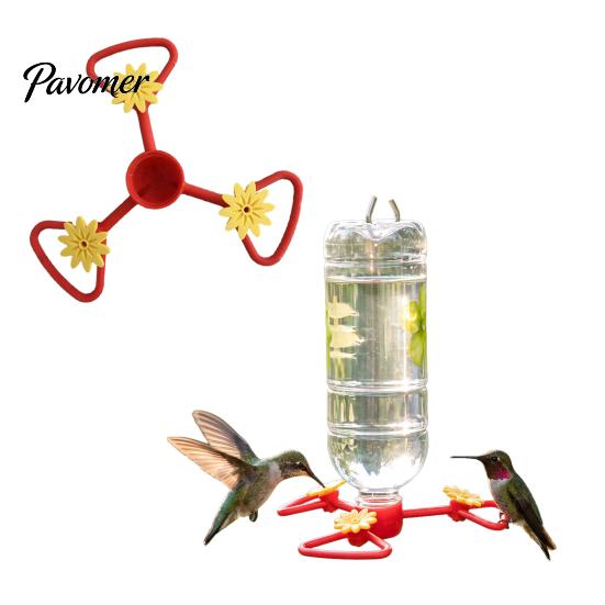 Plastic Nectar Feeder for Garden Hummingbird Adapter with Detachable Flower Ports Bottles, Backyard Attraction Kit DIY Outdoor Bird Patio and