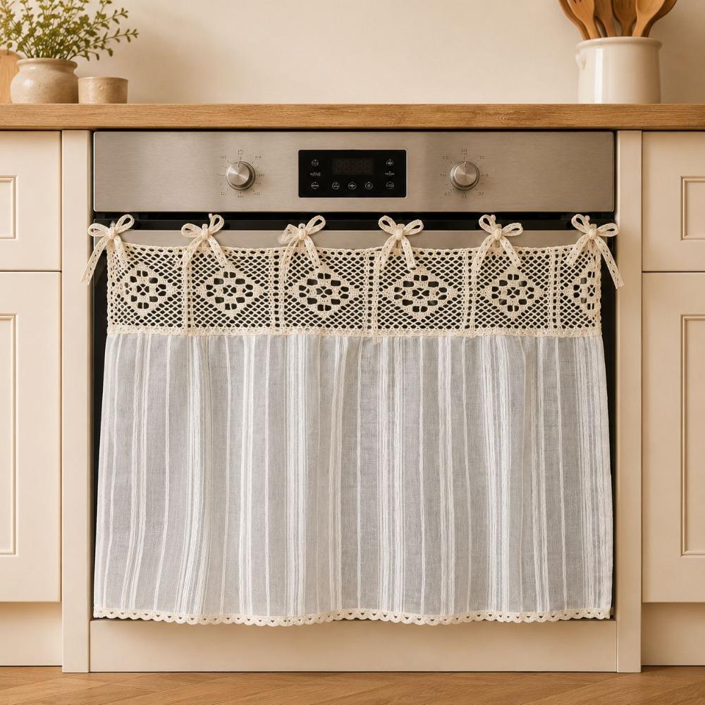 Pastoral Style Kitchen Stove Cover Skirt Handmade Stove Decor Valance Cabinet Curtain Small Window