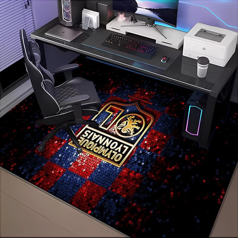 Lyon Football Crest Design Printed Office Carpet Chair Cushion Entryway Rug, Rugs for Living Room, Bedroom Christmas gifts
