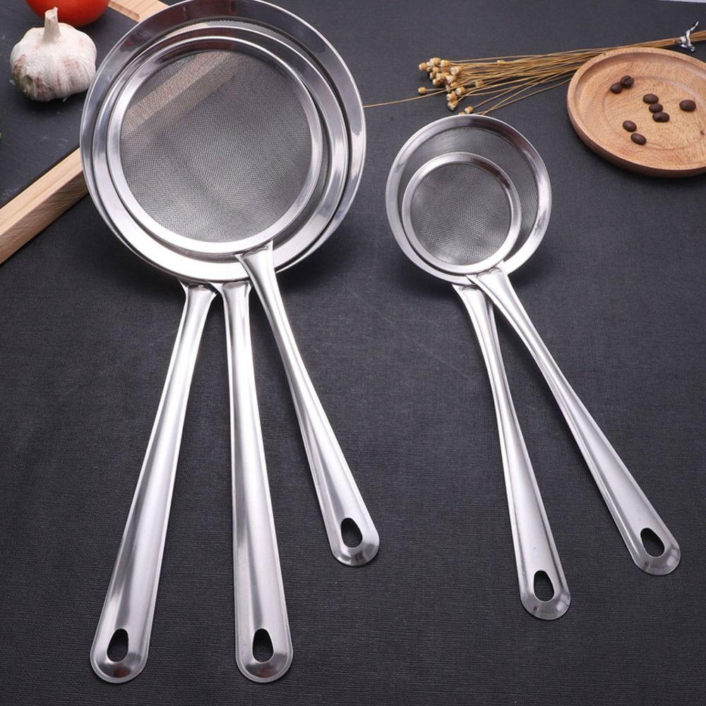 Stainless Steel Fine Mesh Strainers Oil Strainer Skimmer Flour Colander Sifter  Kitchen Tools