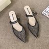 Женские туфли без каблуков с острым носком, новые летние дизайнерские сандалии на массивном каблуке 2024, шлепанцы, шлепанцы, туфли-лодочки на высоком каблуке