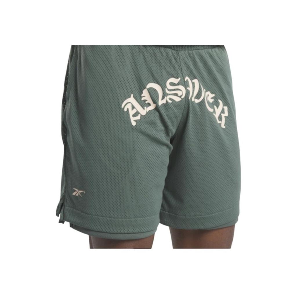 Reebok Allen Iverson Year Of The Rabbit Limited Edition Knitted Mesh Retro Mid-Rise Straight-Leg Basketball Shorts Men shorts Army-Green H47105