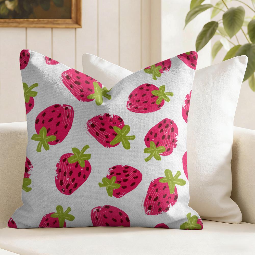 Strawberry Pattern Cushion Cover Natural Linen Pillow Cover DoubleSided Print Cushion Cover for Sofa Home Decor
