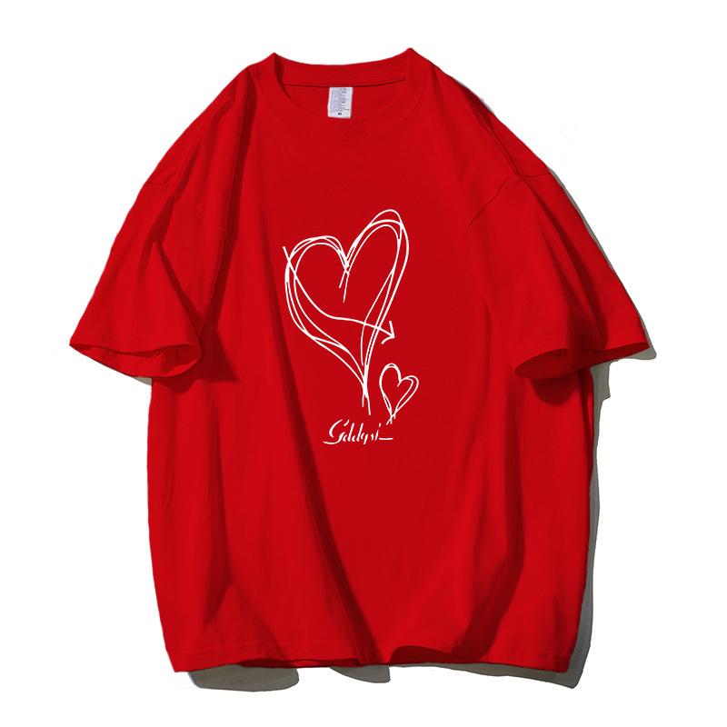 Shellsuning Kawaii футболки с принтом в виде сердца женские летние простые свободные футболки с круглым вырезом повседневные хлопковые женские топы на мягкой основе