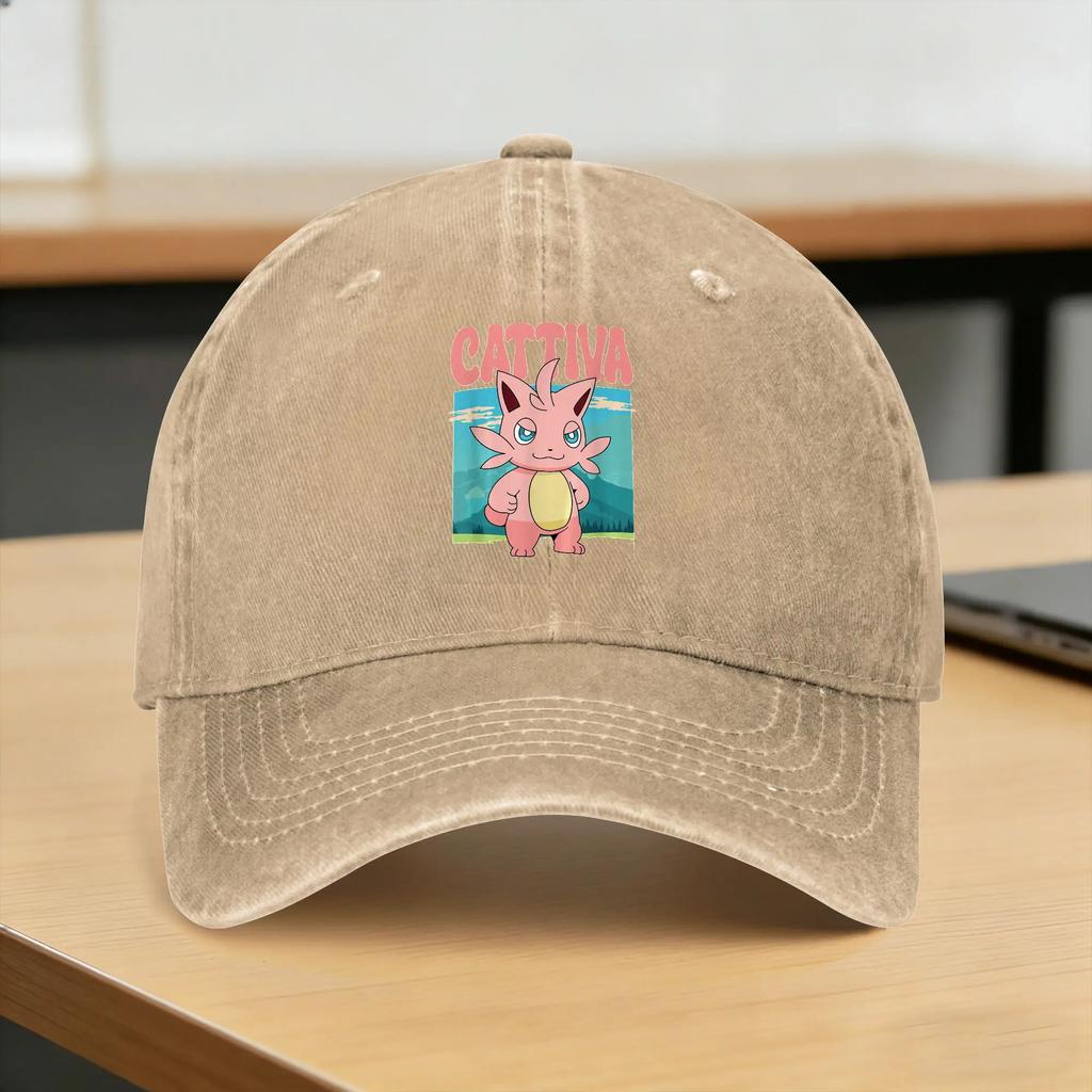 Washed Baseball Cap Cattiva Nature Scene Character Portrait Palworded Game Summer Trucker Hat Tennis Skate Sun Baseball Caps