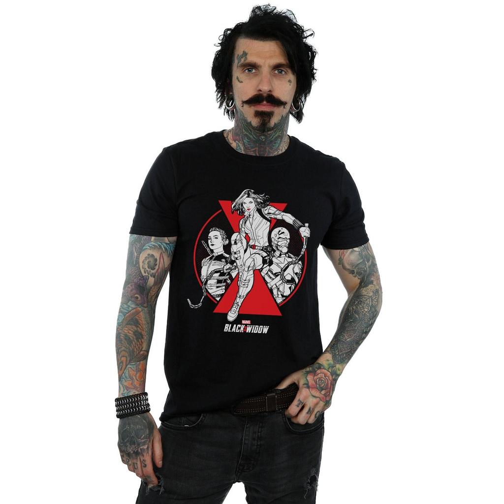 Marvel Mens Black Widow Movie Character Badge T-Shirt