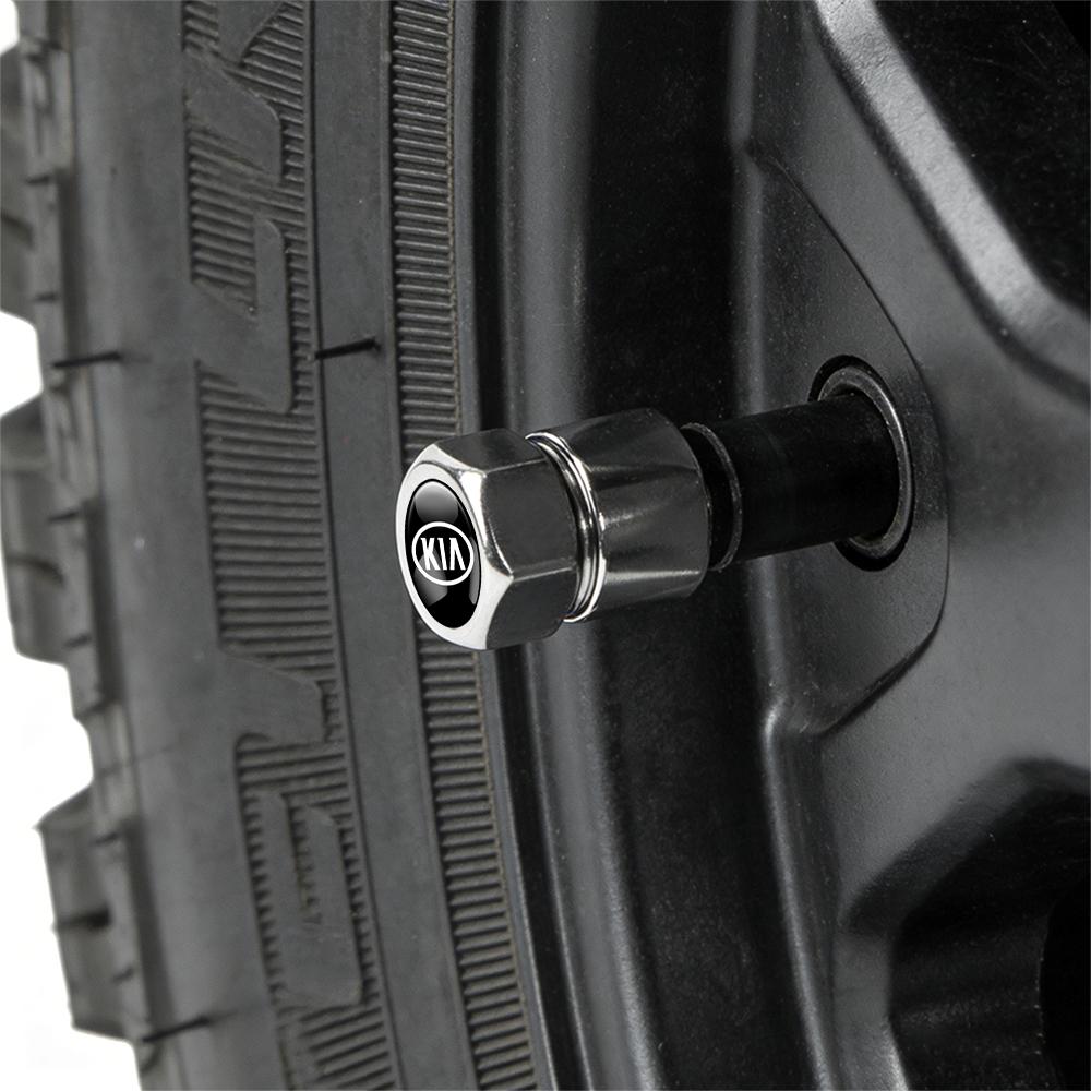 AADT1 4Pcs Car Tire Valve Caps Metal Wheel Dust Covers Accessories For KIA GT Line Forte Seltos Sportage Ceed Soul Cerato Sedona Fort