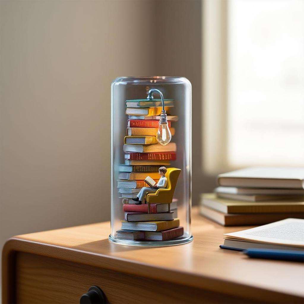 Reader Night Light Eye Book Night Light Stacking Book Light Reading Corner Lighting Glass Ceiling Light With Bulb Bookshelf Light