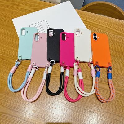 Мягкий чехол для телефона из ТПУ с кожаной текстурой для iPhone 16 Plus 15 14 Pro 13 12 Pro Max 11 с простым шнурком, противоударный чехол цвета конфет