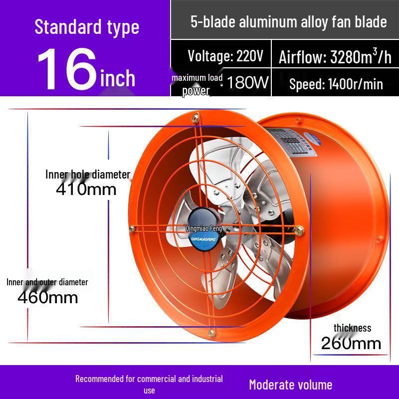 Powerful Silent High-Speed Axial Flow Kitchen Exhaust Fan for Oil Fume