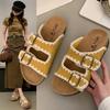 Thick-bottomed Boken slippers women's 2025 summer new versatile outer wear one-word belt buckle cool slippers Boken half slippers
