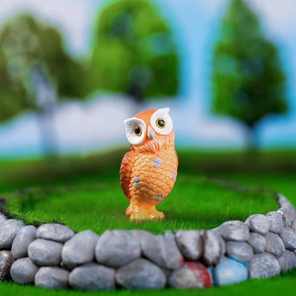 Resin Crafts Owl Miniatures Cute Mini Owl Ornaments Creative Simulation Owl Ornaments  Outdoor