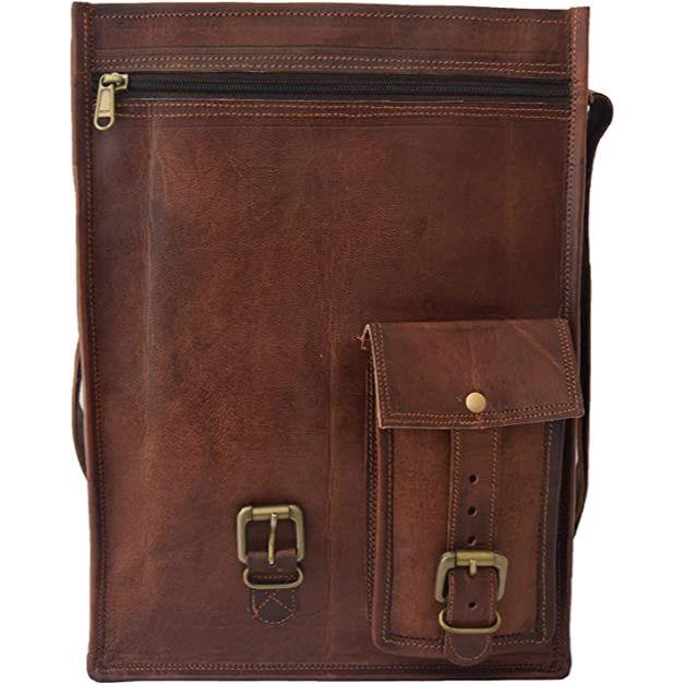 Кожаная сумка-мессенджер подходит для 13-дюймового ноутбука MacBook | Мужчины Женщины Подростки Колледж Школа Ранец Сумки через плечо