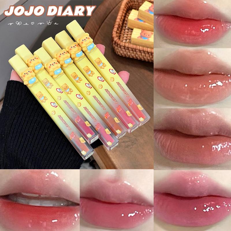 Cheesy Bear mirror lip glaze, low saturation nude clear and translucent light dudu lips white, natural makeup