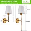 Depuley Battery Operated Wall Sconce: Set of 2 Wireless Wall Lights with 10000mAh Dimmable Bulbs and Remote for Bedroom - Rechargeable 15 Colors Gold