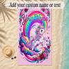 Unicorn Theme Soft Beach Towel Personalized Custom Name Text Towel Portable for Beach Pool Travel