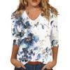 Women’s Fashion Everyday Everything Casual V-neck Seven-point Sleeve Printed T-shirt Top Tops for Women Womens Tops and Blouses