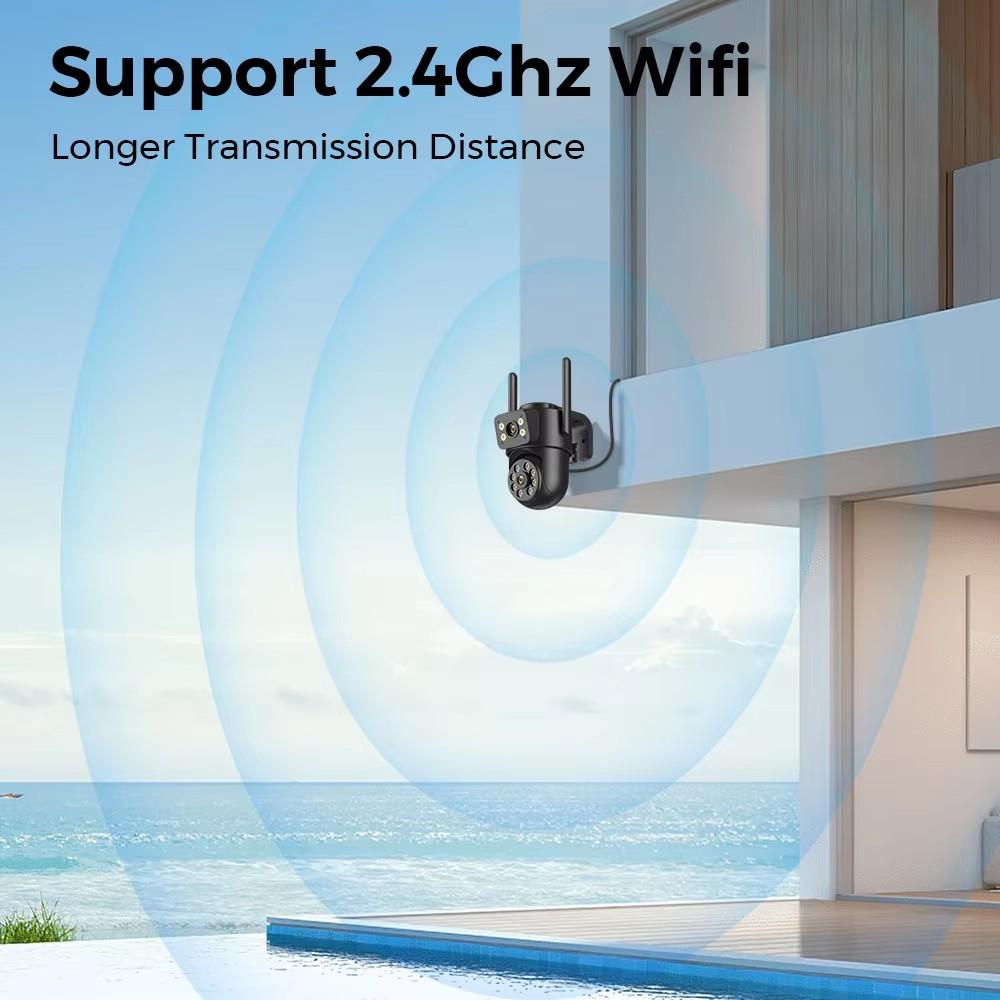 4K 8MP WiFi Камера видеонаблюдения 4MP 4-кратный цифровой зум PTZ IP Двойной объектив ИИ Детекция человека Наружная камера безопасности Приложение ICSEE