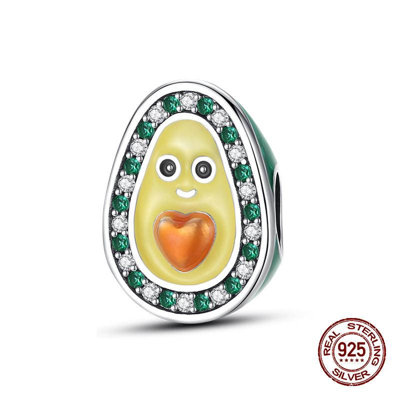 Real 925 Sterling Silver Chocolate Pizza Cake Fries Food Charms Beads Fit 925 Original Bracelets DIY Cute Jewelry Gifts