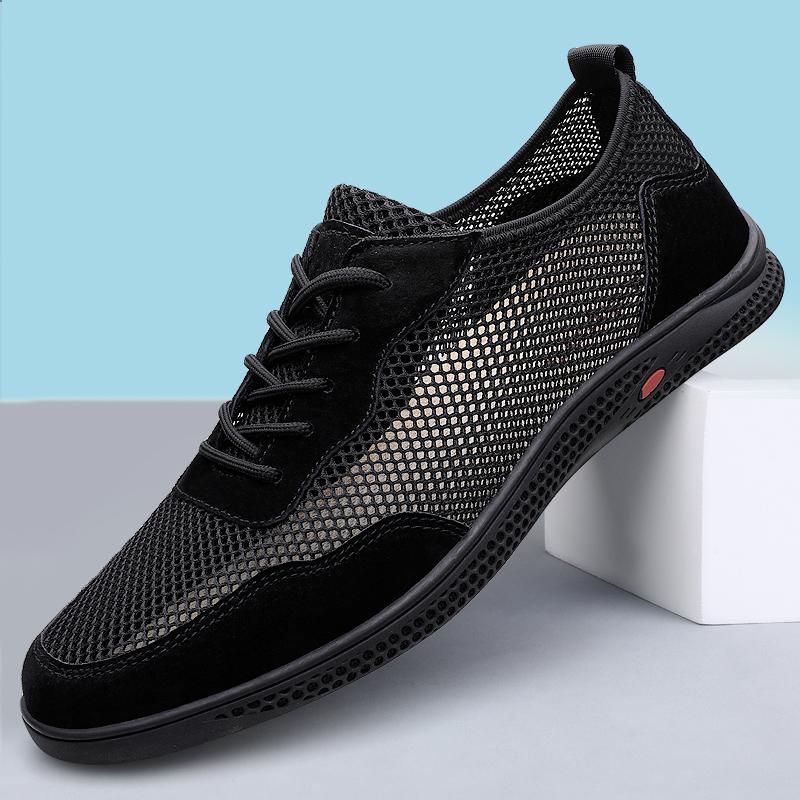 Летняя мужская сетчатая спортивная обувь, модные альпинистские туфли на плоской подошве, дышащие легкие прогулочные туфли, нескользящие повседневные туфли для активного отдыха