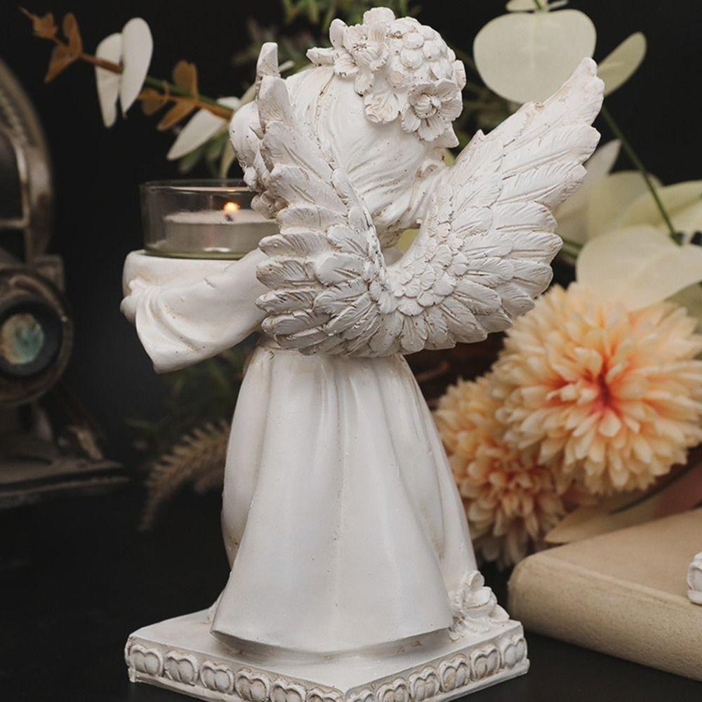 Decorative Angel Candle Holder Nordic Angel Display Holder Resin Angel Ornament Table