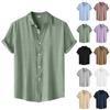 Men's Casual Solid Color Short Sleeve Single Breasted Lapel Shirt