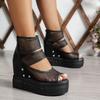 Женские зимние пушистые нескользящие кроссовки/ботинки на платформе - Толстая платформа, увеличивающая рост