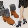 Winter Shoes Women High Heels Boots Fur Warm Shoes Modern Ladies Super Square High Heel 10cm