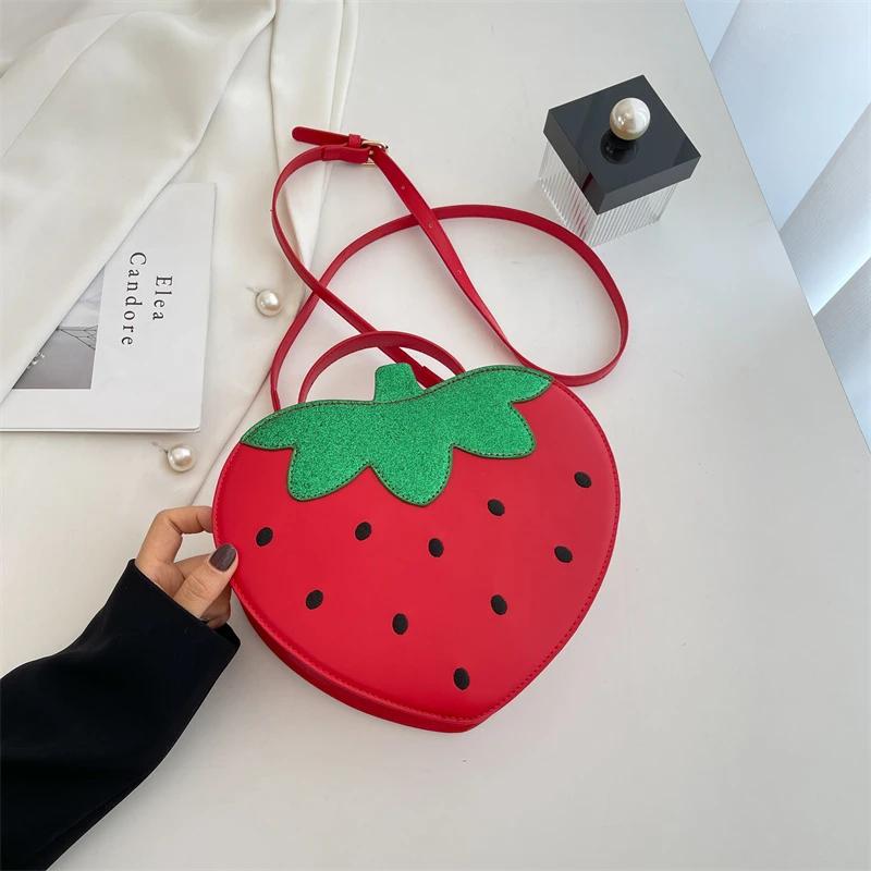 Сумка через плечо в форме клубники для женщин, забавная креативная сумка, женственная дорожная сумка-клатч для девочек
