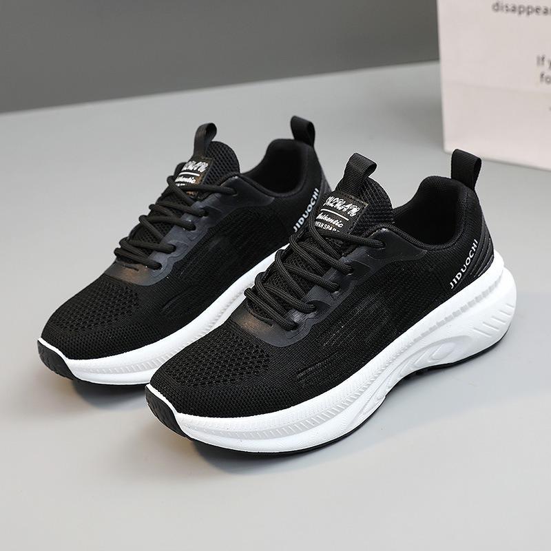 Женские кроссовки Flyknit на толстой подошве, Осень 2026 - Увеличивающие рост, Повседневная белая спортивная обувь