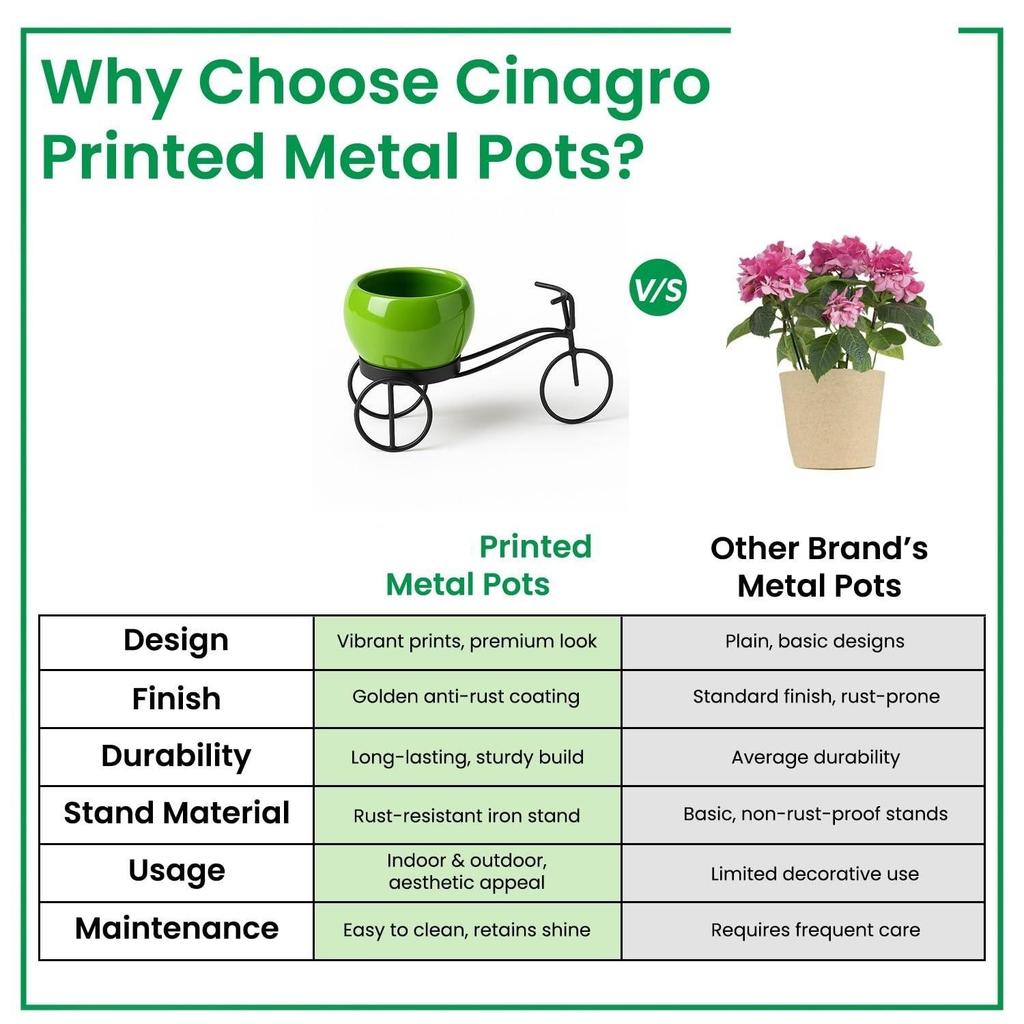 Cycle-Shaped Metal Plant Stand for Indoor & Outdoor Use, Metal Cycle Flower Vase, Decorative Iron Planter Pot Holder for Flowers & Ornaments