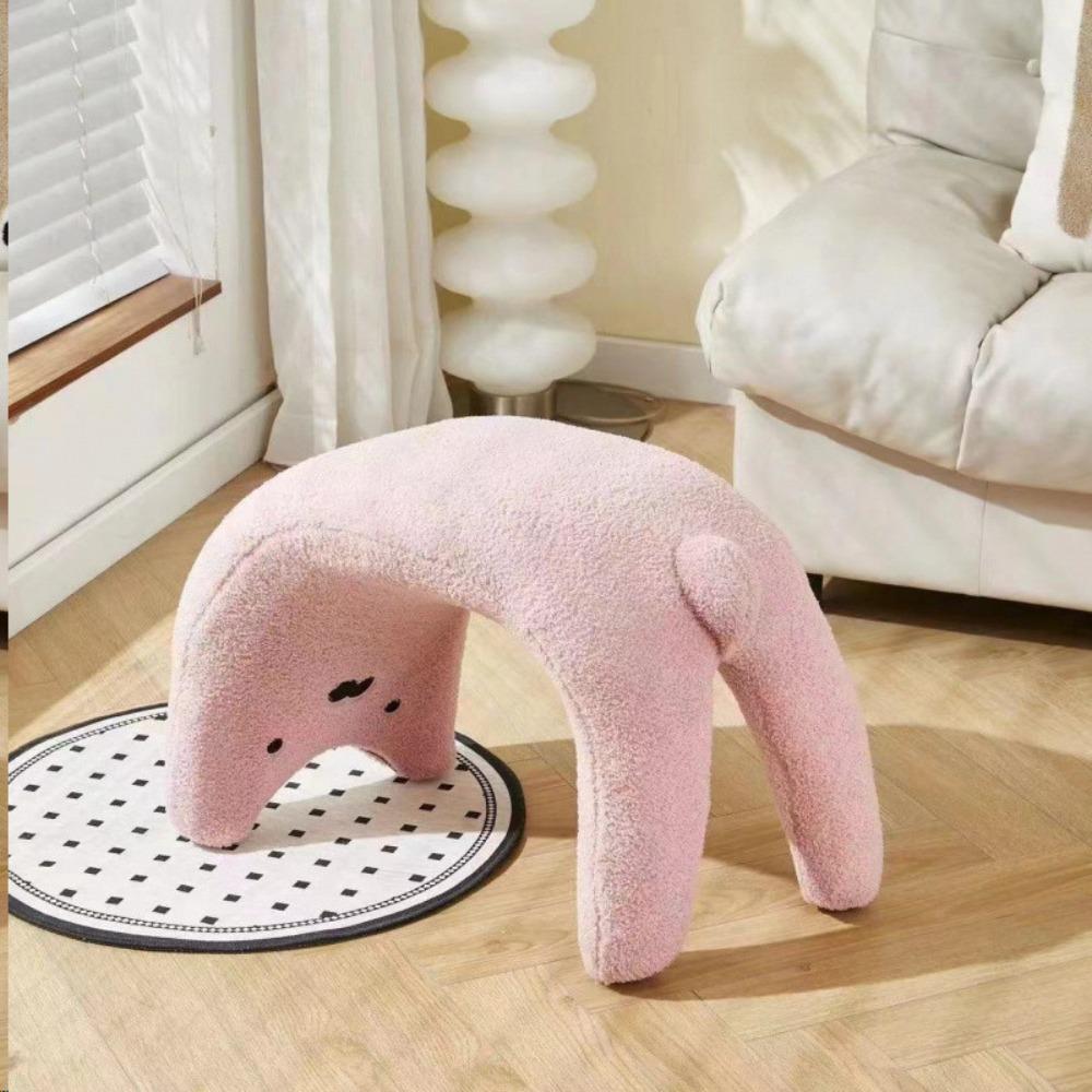 Small Stool Dressing Chair Plush Shoe Changing Stool Footrest Makeup Stool Entryway