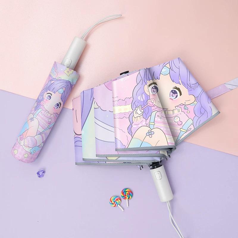Princess-Style Umbrella, Large Size, Fully Automatic, One-Touch Open and Close, Compact and Portable, Suitable for Children, Girls, and Elementary