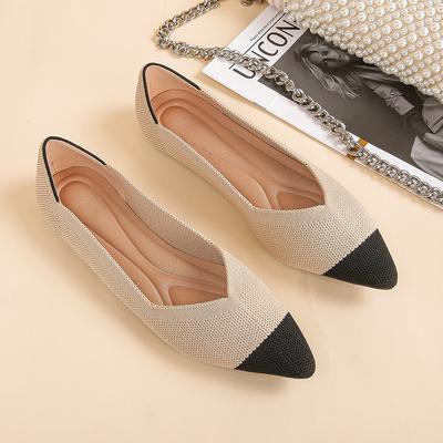 Вязаные дышащие модные с цветовой блокировкой универсальные женские туфли модные повседневные универсальные