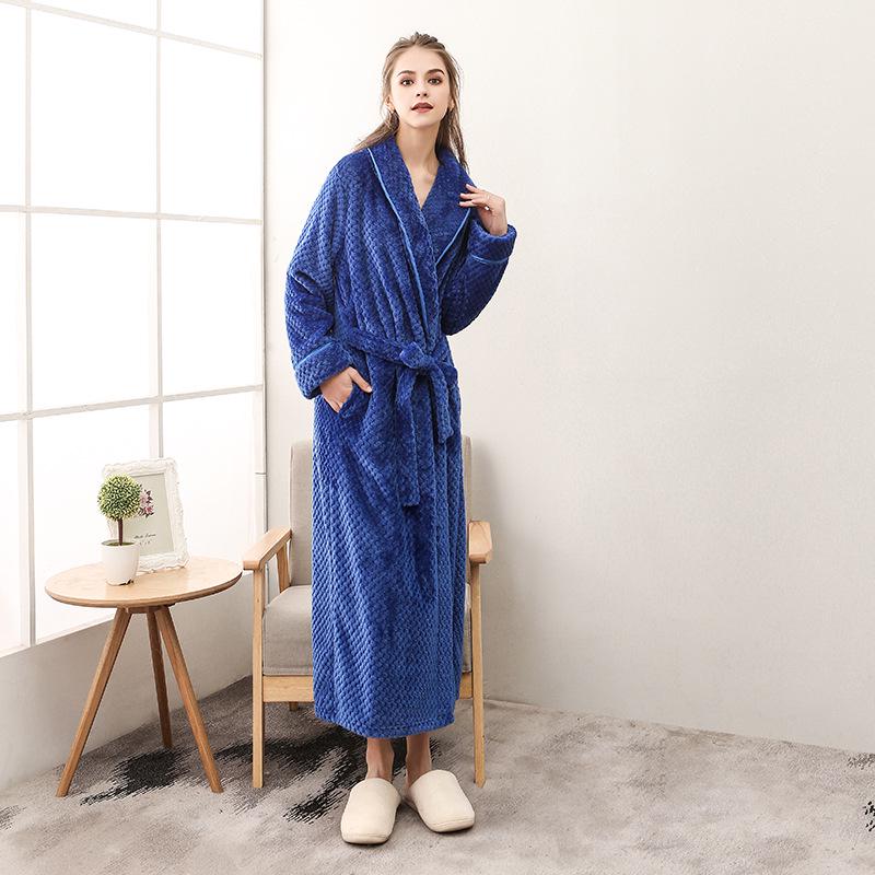 Lounge Robes Autumn and Winter Thickened Facecloth Bebe Velvet Couple Robe Plus Large Size Comfortable and Elegant Fixed Belt Bathrobe Simple Bathrobe