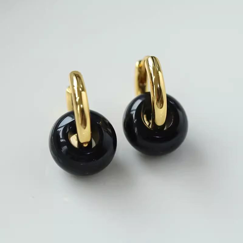 Пряжка для ушей из натурального агата и нефрита, два вида круглых сережек с пряжкой, улучшенное чувство света, роскошь, простая безопасная пряжка, кольцо