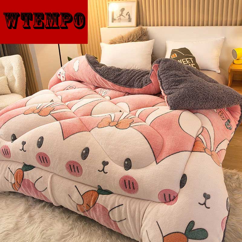 Одеяло из пуха ягненка с креативным принтом, утолщенное теплое зимнее одеяло, 5 кг, двустороннее пуховое хлопковое одеяло, осеннее и зимнее плюшевое одеяло, ядро