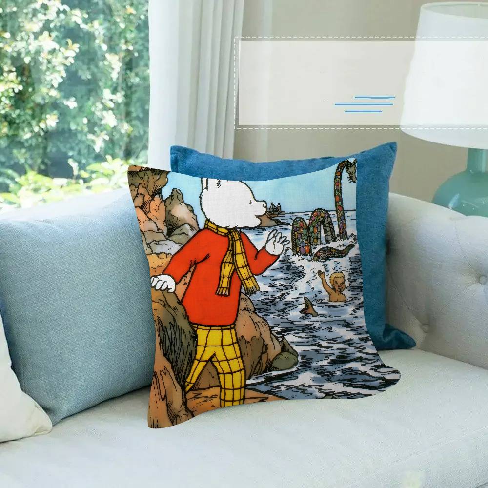 Anime R-Rupert B-Bear Maple Design Cushion Cover Happy Autumn Harvest Decor Holiday Decorati Pillow Cover
