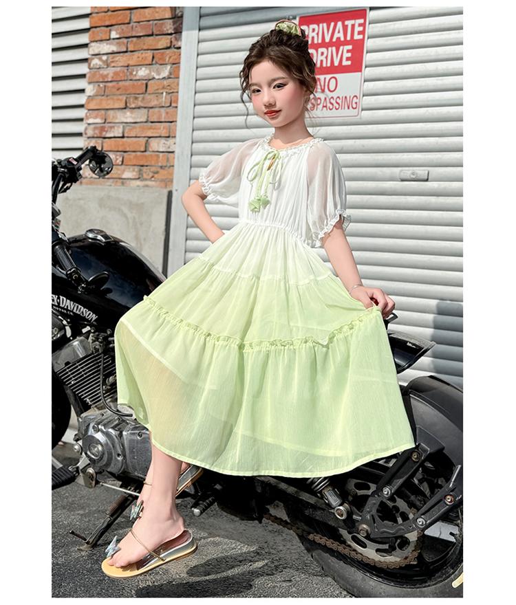 Girls' Chiffon Dress Summer 2026 New Children's Sweet Princess Dress Big Children's Summer Dress Thin Gradient Skirt