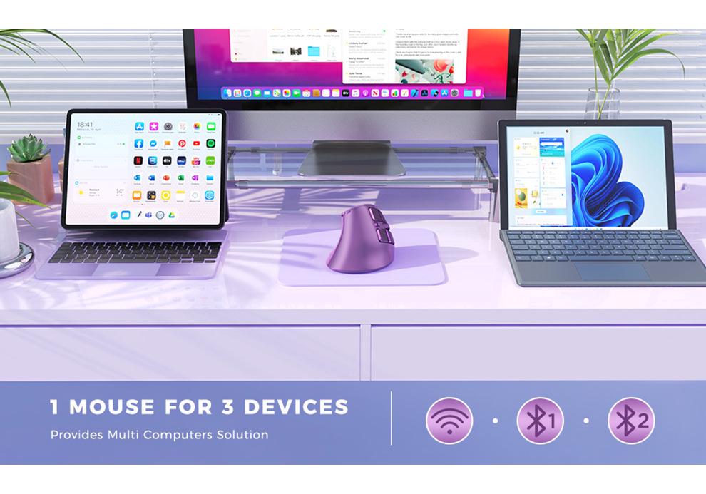 JOMAA Эргономичная Вертикальная Беспроводная Bluetooth Мышь - Трехрежимная Боковая Рукоятка для Офиса