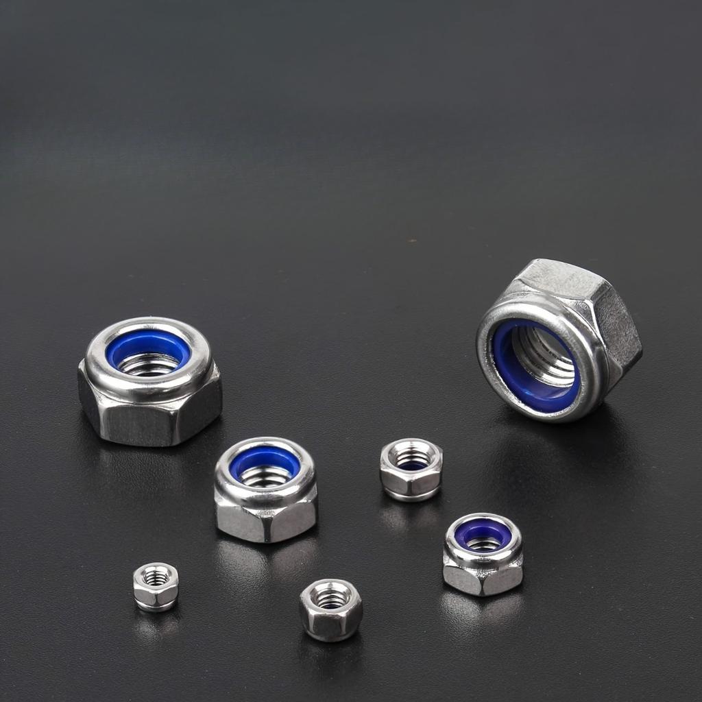 200pcs/box Stainless Steel Nylon Anti-Slip Self-Locking Nuts, Hexagonal Screw Caps for Construction, Maintenance
