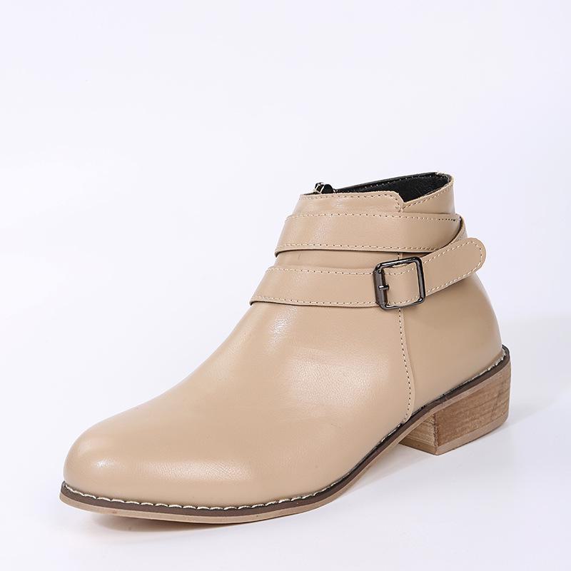 Женские короткие сапоги с двумя пряжками Juti 2021 — большой размер, европейский и американский стиль, весна и осень.