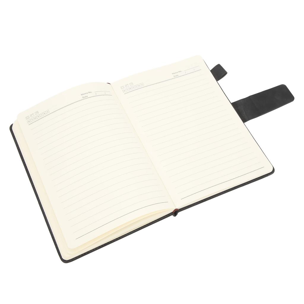 Notebook PU Lther Cover Ribbon Bookmark Ink Proof Thick Paper Ruled Paper Notebook with Pen for Travel