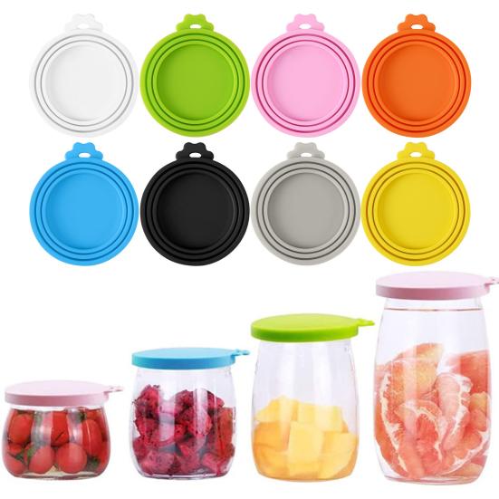 Pet Food Can Lid 3-in-1 Silicone Can Cover One Lid Fits