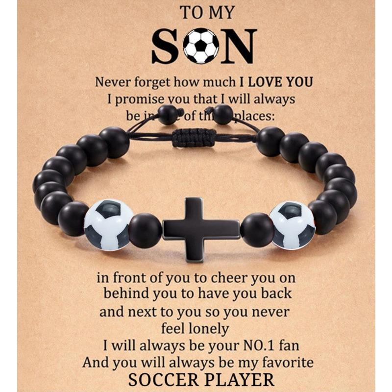 1 шт. спортивный ветряной футбольный бисер крест на руку веревка, спортивный мяч черный камень бисер плетение регулируемый браслет с картоном