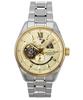 Star Contemporary Stainless Steel Skeleton Champagne Dial Automatic RE-AV0124G 100M Men's Watch