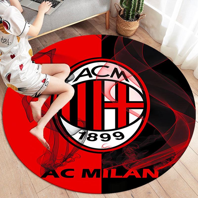 AC Milan Round Area Rug,Carpet Rug for Living Room Bedroom Sofa Playroom Decor,Non-slip Floor Mat