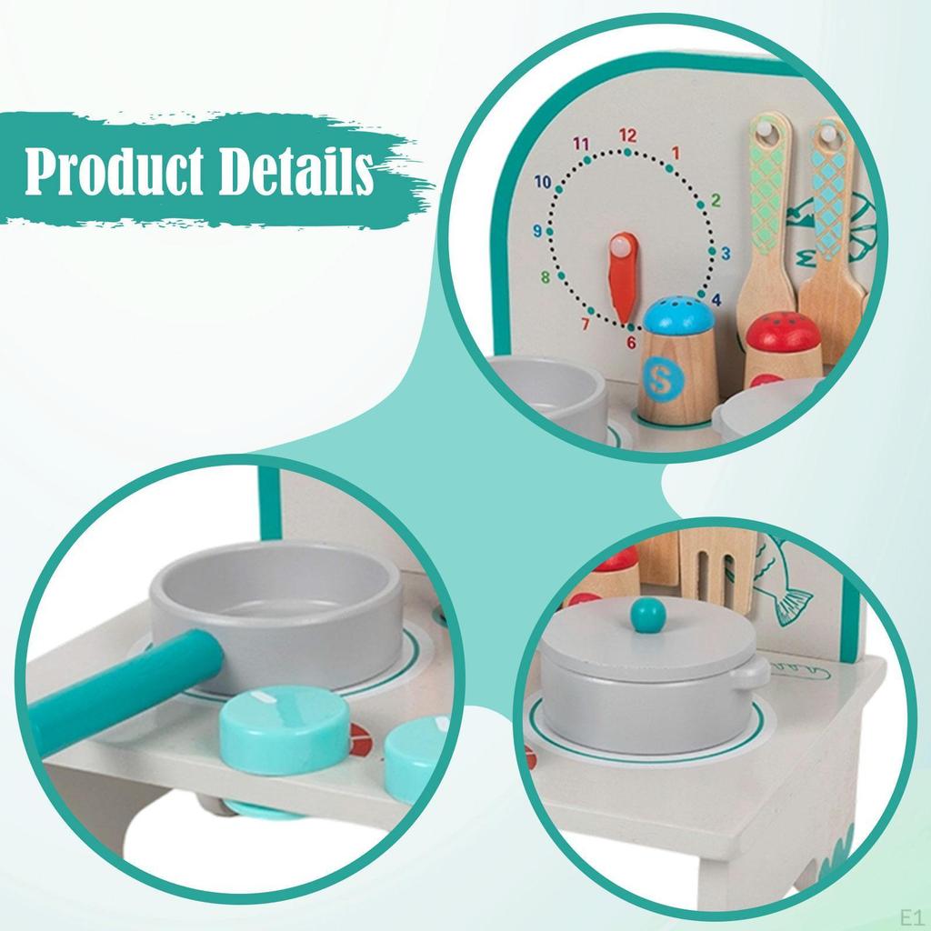 Playset Cooking Birthday Gift Kindergarten DIY Model Preschool Realistic Pretend Play Wooden